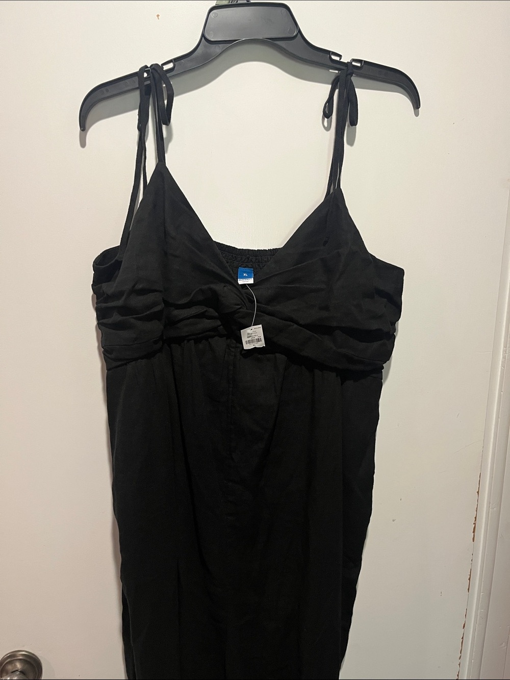 Black Tie-Shoulder Jumpsuit